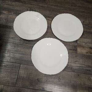 3 Vintage white dinner plates 9.25 inches U
